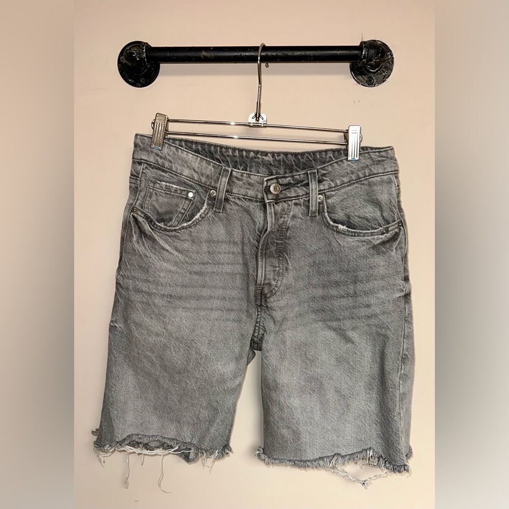 Women's Distressed Gray Denim Shorts